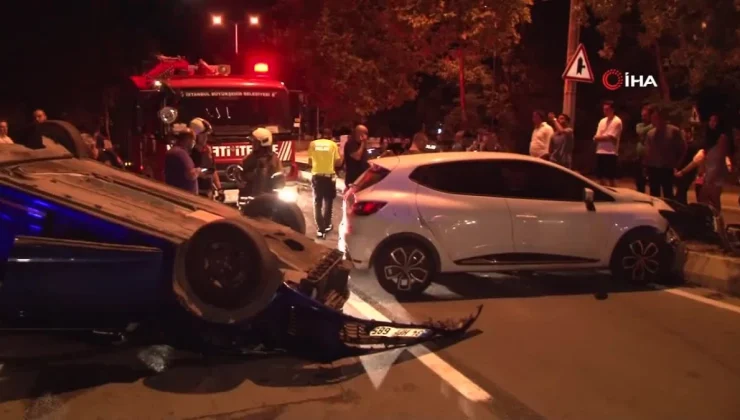 Tuzla’da kontrolden çıkan araç karşıdan gelen otomobile çarpıp takla attı: 1’i ağır 3 yaralı